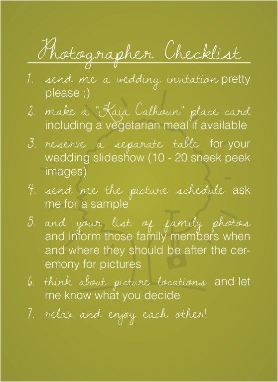 Photographer Checklist